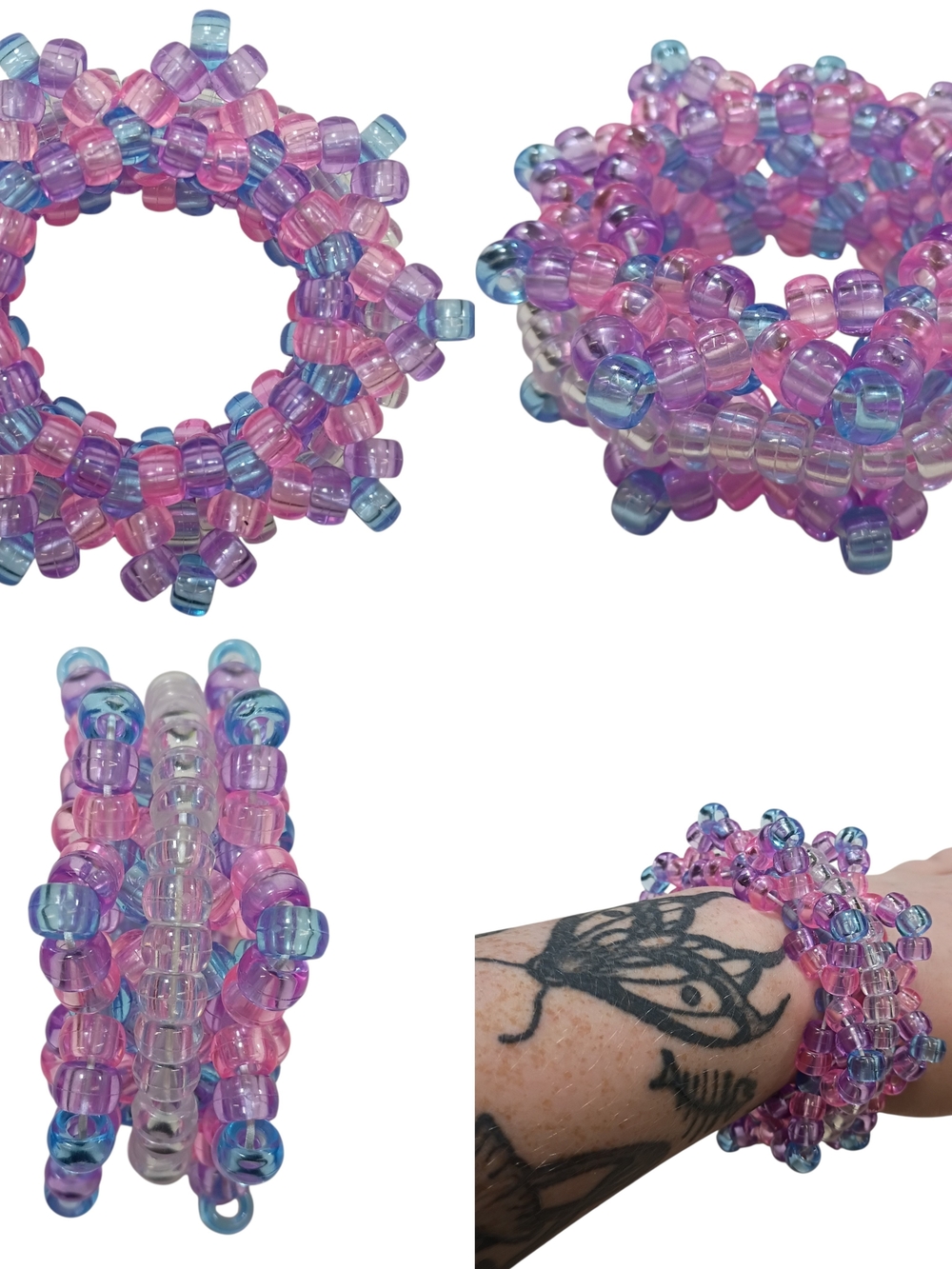 Cotton Candy Dream 3D Kandi Cuff - Handmade Beaded Rave Jewelry
